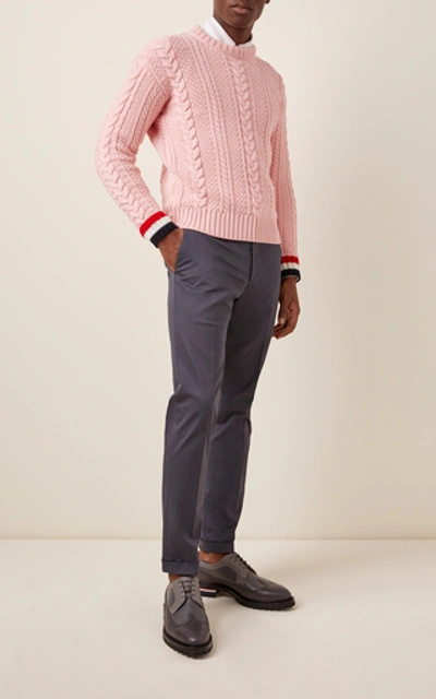 Shop Thom Browne Classic Cable-knit Merino Wool Sweater In Pink