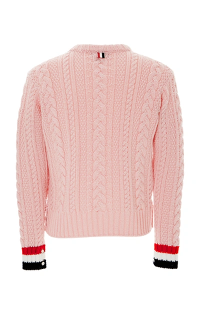 Shop Thom Browne Classic Cable-knit Merino Wool Sweater In Pink
