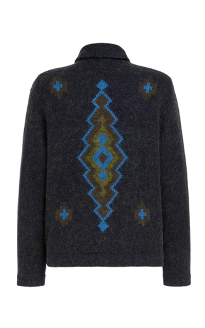 Shop Massimo Alba Navajo Slim-fit Cashmere-blend Cardigan Sweater In Blue