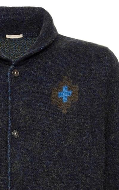 Shop Massimo Alba Navajo Slim-fit Cashmere-blend Cardigan Sweater In Blue