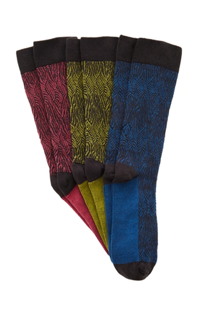 Shop Ace & Everett Dandy Set-of-three Cotton-blend Socks In Multi