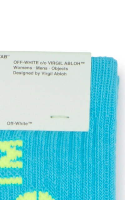Shop Off-white Arrow Cotton Intarsia-knit Socks In Blue