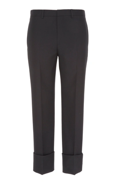 Shop Givenchy Wide-cuff Slim Wool Trousers In Black