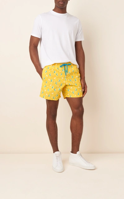 Shop Vilebrequin Moorea Printed Swim Shorts In Yellow