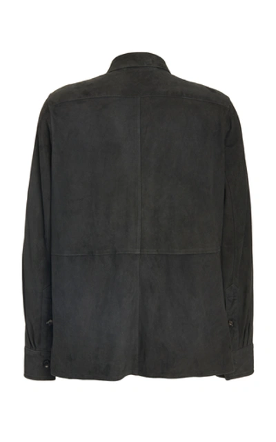 Shop Ralph Lauren Barron Suede Jacket In Grey