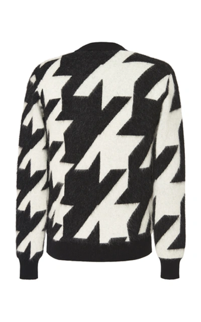Shop Alexander Mcqueen Houndstooth Mohair Sweater In Black/white