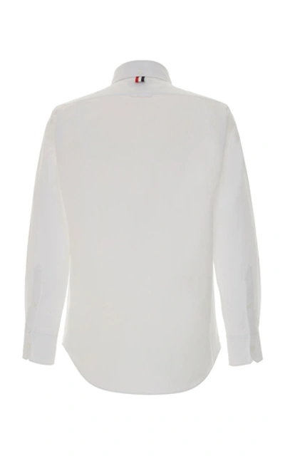 Shop Thom Browne Embroidered Dolphin Cotton Button Down Shirt In White