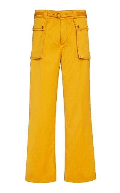 Shop Sies Marjan Ragen Wool Flared Cargo Pants In Yellow