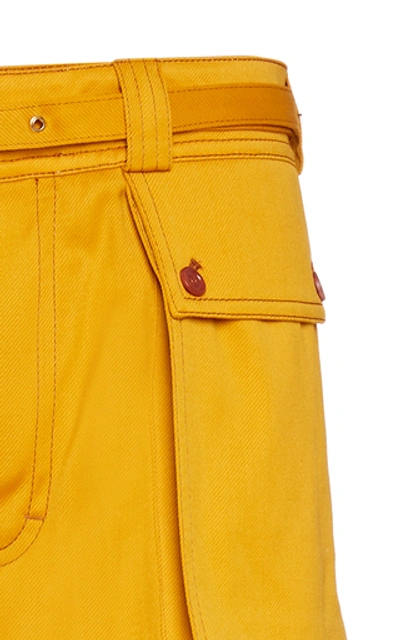 Shop Sies Marjan Ragen Wool Flared Cargo Pants In Yellow