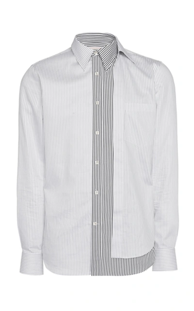 Shop Alexander Mcqueen Striped Cotton-poplin Shirt In White