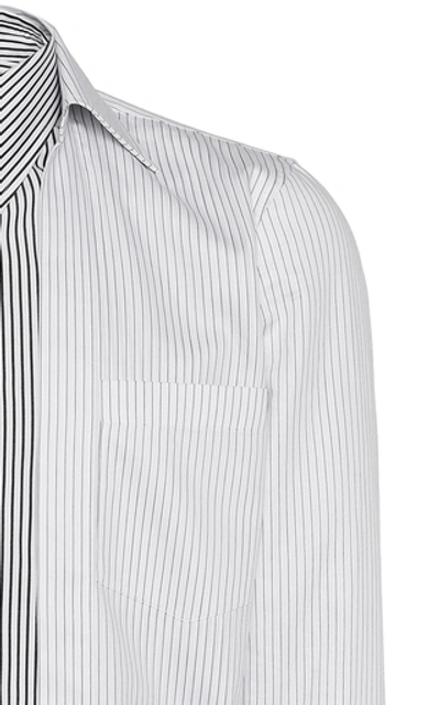 Shop Alexander Mcqueen Striped Cotton-poplin Shirt In White