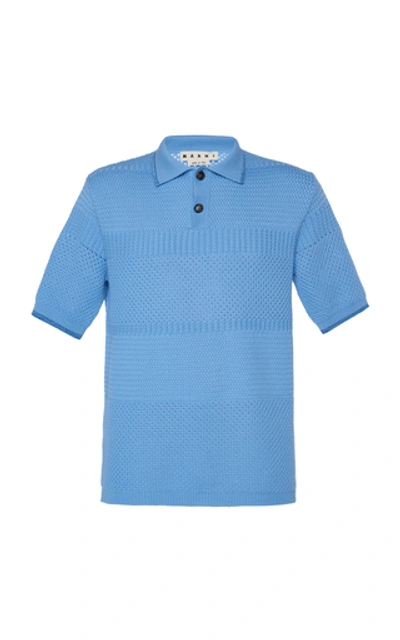 Shop Marni Wool-blend Polo Shirt In Blue