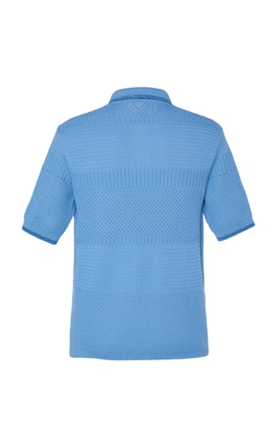 Shop Marni Wool-blend Polo Shirt In Blue