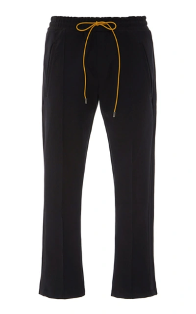 Shop Rhude Drawstring Jersey Straight-leg Pants In Black