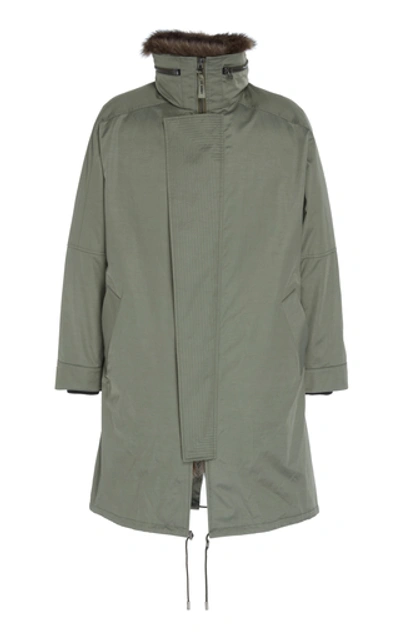 Shop Yves Salomon Fur-trimmed Wool-blend Parka In Green