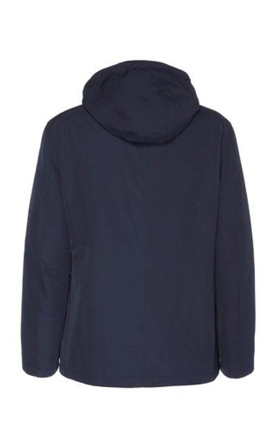 Shop Yves Salomon Reversible Hooded Wool And Shell Parka In Navy