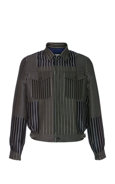 Shop Alexander Mcqueen Striped Cotton-blend Jacket In Black