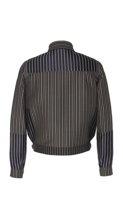 Shop Alexander Mcqueen Striped Cotton-blend Jacket In Black