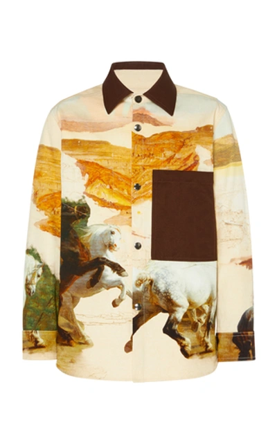 Shop Acne Studios Horse-print Cotton Shirt Jacket In Multi