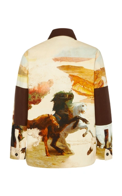 Shop Acne Studios Horse-print Cotton Shirt Jacket In Multi
