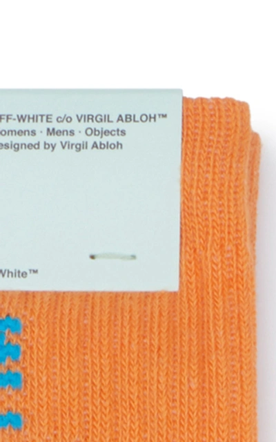 Shop Off-white Arrow Cotton Intarsia-knit Socks In Orange