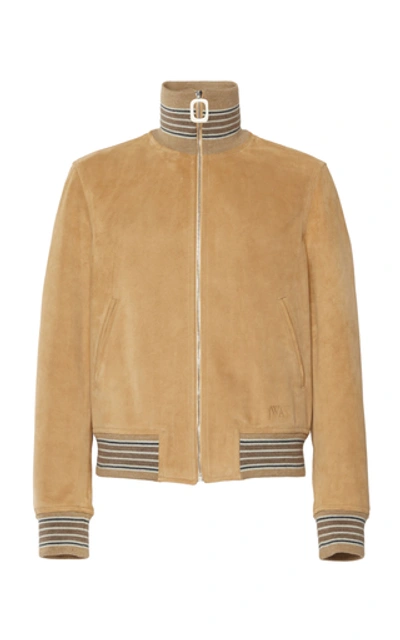 Shop Jw Anderson Suede Bomber Jacket In Neutral