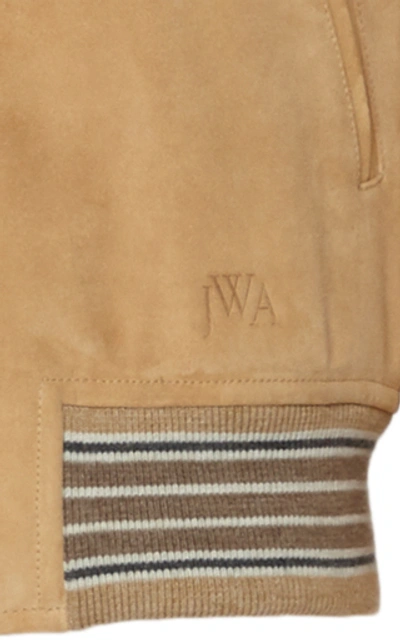 Shop Jw Anderson Suede Bomber Jacket In Neutral