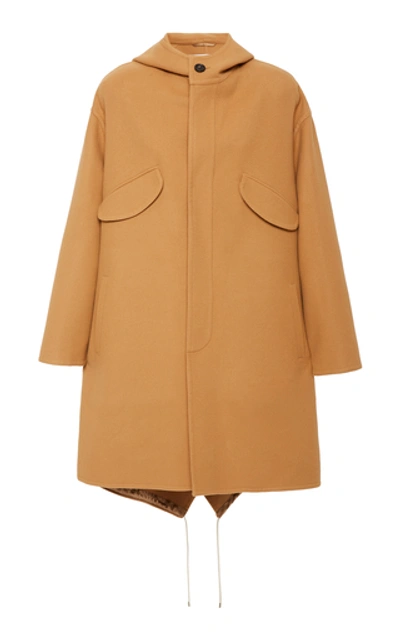 Shop Lanvin Hooded Wool And Cashmere-blend Coat In Neutral