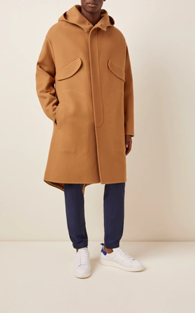 Shop Lanvin Hooded Wool And Cashmere-blend Coat In Neutral