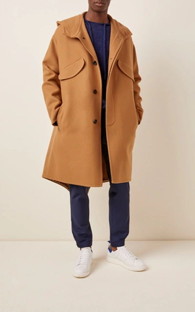 Shop Lanvin Hooded Wool And Cashmere-blend Coat In Neutral