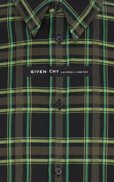 Shop Givenchy Logo-patch Plaid Cotton Shirt In Green