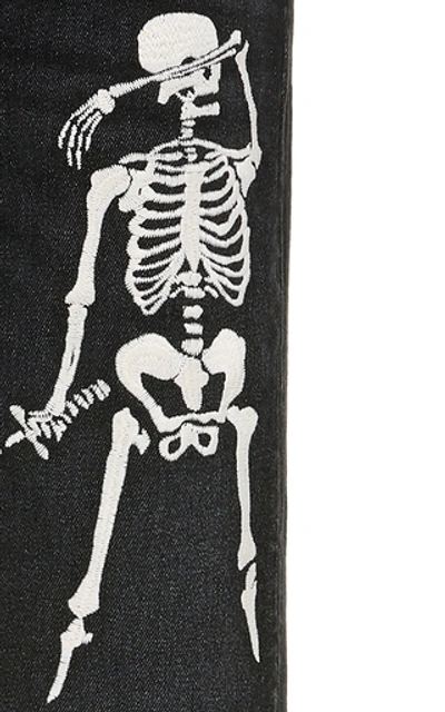 Shop Lost Daze Skull-embroidered Straight-leg Jeans In Black