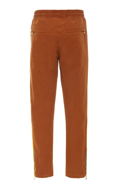 Shop Just Don Striped Cotton-blend Canvas Track Pants In Brown