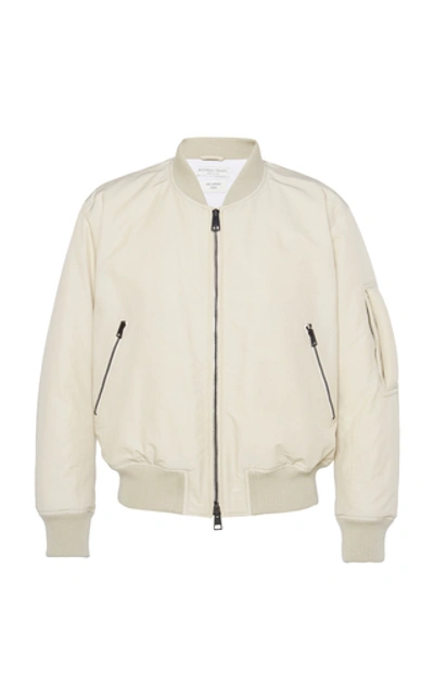 Shop Bottega Veneta Nylon Bomber Jacket In Neutral