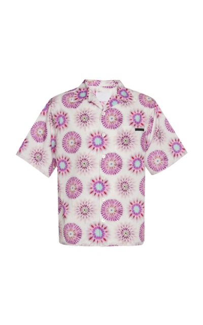 Shop Prada Printed Cotton-poplin Shirt