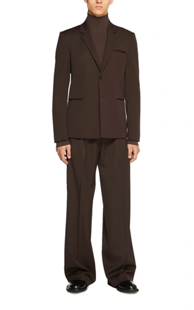 Shop Bottega Veneta Single-breasted Wool Blazer In Brown