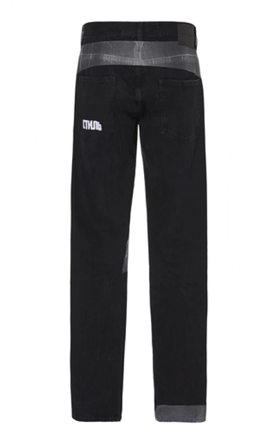 Shop Heron Preston Contrast Panel Straight-leg Jeans In Black