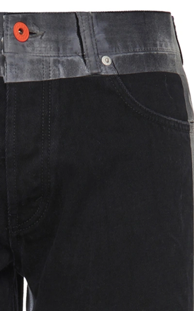 Shop Heron Preston Contrast Panel Straight-leg Jeans In Black