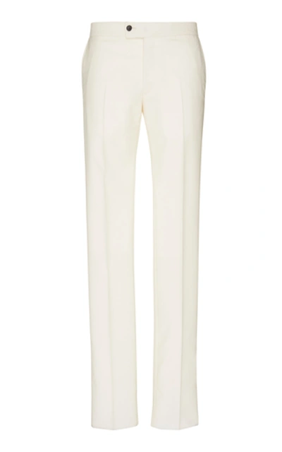 Shop Lanvin Wool And Mohair-blend Slim-leg Pants In White