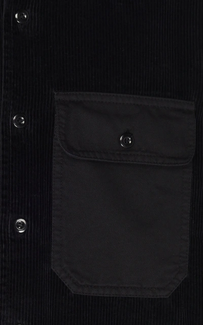Shop Ami Alexandre Mattiussi Denim-trimmed Cotton-corduroy Shirt In Black