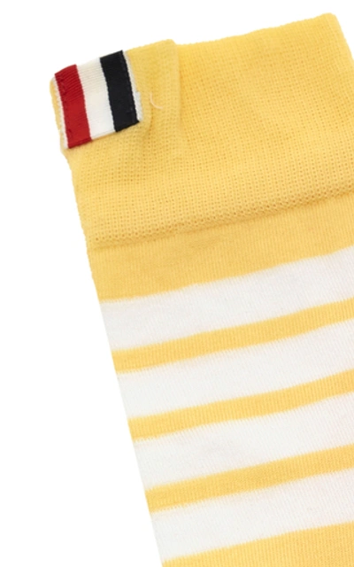 Shop Thom Browne Mid-calf Striped Cotton Socks In Yellow