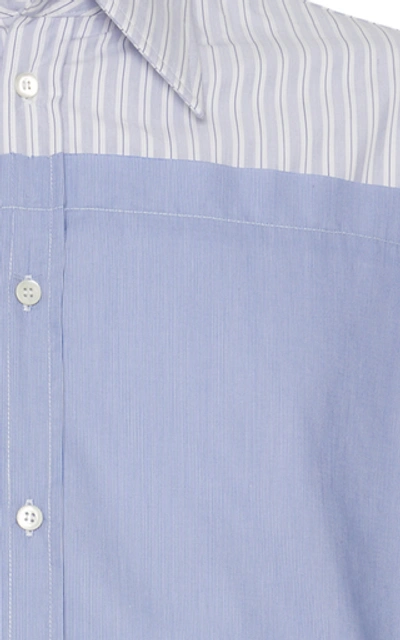 Shop Maison Margiela Fancy Striped Cropped Cotton Shirt In Blue