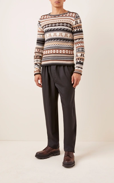 Shop Lanvin Ribbed Knit Pattern Sweater In Multi