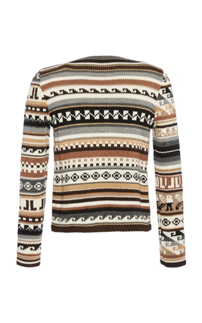 Shop Lanvin Ribbed Knit Pattern Sweater In Multi