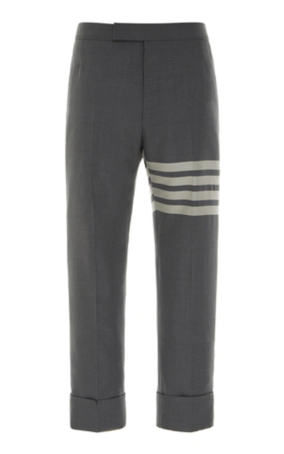 Shop Thom Browne Striped Wool Slim-leg Pants In Grey