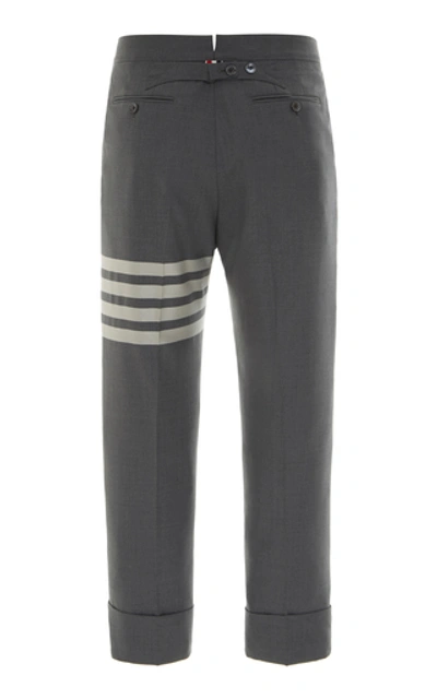 Shop Thom Browne Striped Wool Slim-leg Pants In Grey