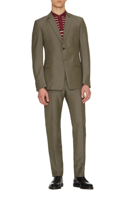 Shop Prada Wool Slim-leg Suit In Grey