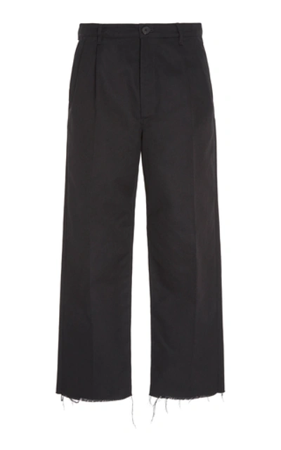 Shop Givenchy Raw-edge Cotton-blend Cropped Pants In Black