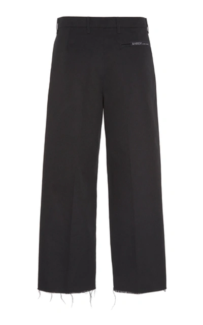Shop Givenchy Raw-edge Cotton-blend Cropped Pants In Black