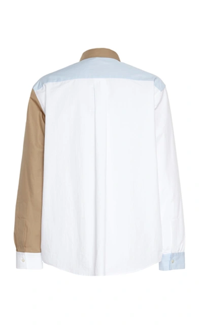 Shop Jw Anderson Color-block Cotton-poplin Shirt In Blue